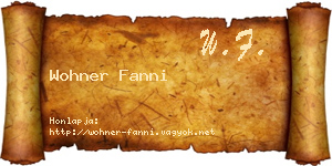 Wohner Fanni névjegykártya